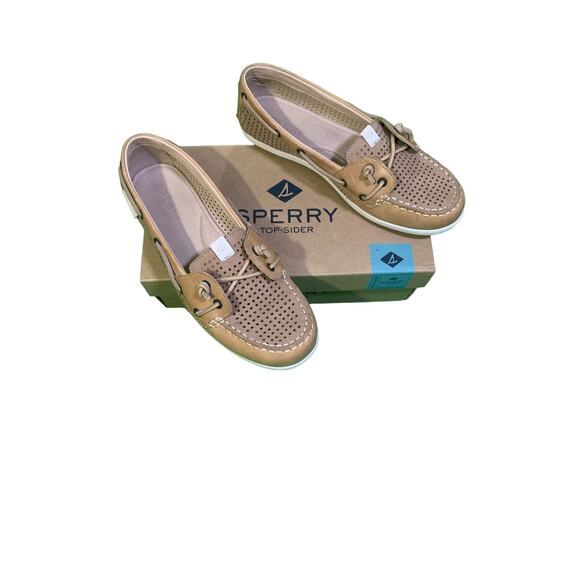 New Sperry Coil Ivy Perf Leather Tan women’s boat shoes size 8 - Picture 2 of 10
